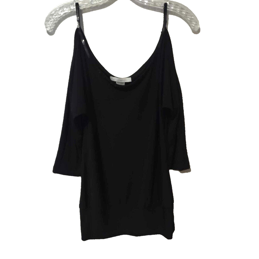 Charlotte Russe | Black Cold Shoulder 3/4 Sleeve Top Size Small
